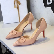 9265-AK117 French Sexy Square Buckle Side Hollow Stiletto High Heel Women's Shoes Patent Leather Glo