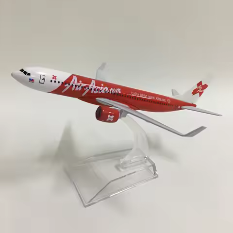 JASON TUTU 16cm Air Asia Red Boeing 737 Plane Airplane Model Aircraft Model Diecast Metal 1/400 Scal