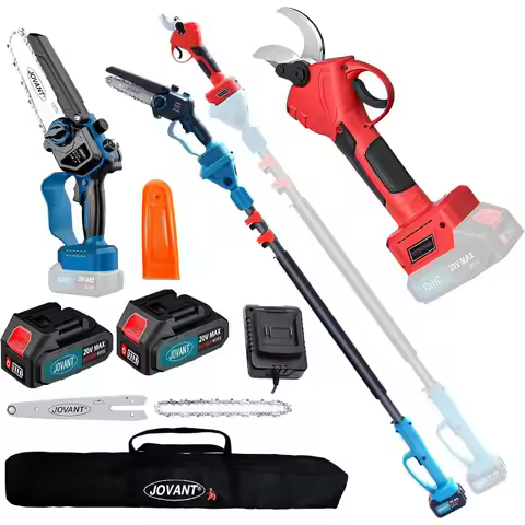 3in1 Cordless Electric Pole Pruning Shears with 15.3ft Reach for Tree Trimming Adjustable Pole Saw a