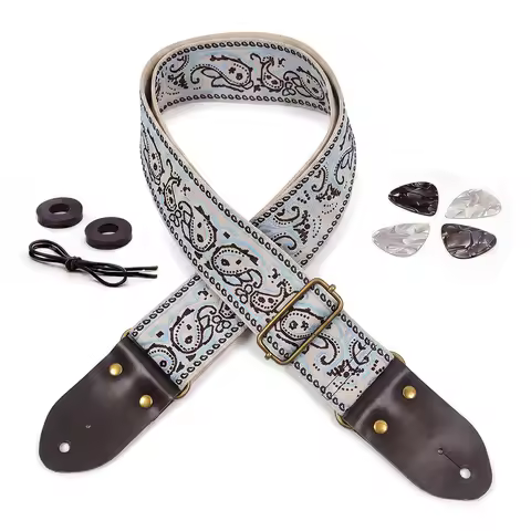 Adjustable Guitar Straps Embroidered Print Guitar Strap Thicken Guitar Strap For Folk Electric Guita