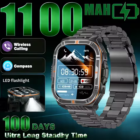 2025 1100mAh Super Capacity Battery Adult Men Smart Watch 2.0-inch Large Screen Bluetooth Call IP68 