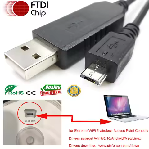 FTDI FT232R USB to TTL Micro USB Serial Cable for Extreme WiFi-6 AP Console Config Program Cable ACC