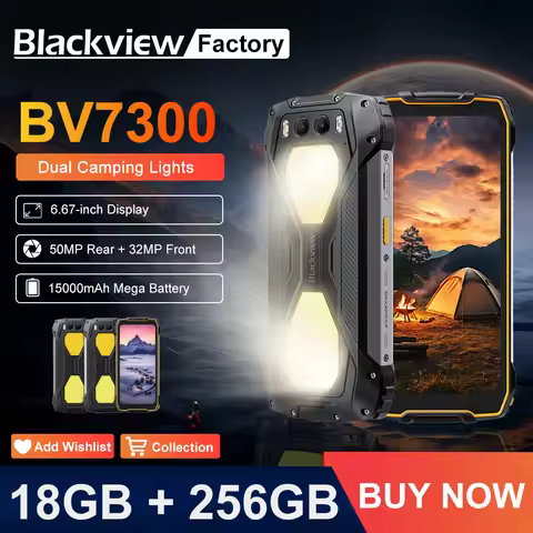 Blackview BV7300 Rugged Phone 18GB(6+12) 256GB Dual Camping Lights Call Phone Helio G81 Octa Core 15