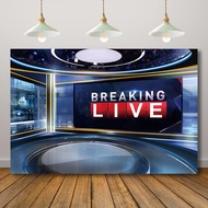 Broadcasting Newsroom Studio Background Breaking Live News Broadcast Backdrop for Photography Virtua