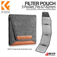 [AUTHORIZED PH] K&F KF CONCEPT Filter Pouch 3 Pocket Max Size 82mm 110 X 106mm KF13.138 MVP CAMERA