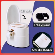 Spot goods [Warranty] Heavy-duty Portable Toilet Bowl Adult Pregnant Women Elderly Mobile Mangkuk Tandas Duduk Jamban 马桶