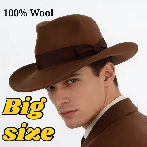 High Quality 100% Australian Wool Gentleman Fedoras Men French Vintage Felt Cowboy Hats Big Size Fas
