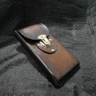 Casing Handphone Case HP Pinggang Pria Kulit Asli Variasi Kancing Sodok
