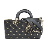 黑色 羊皮 蝴蝶鉚釘 Butterfly Cannage Lady D-Joy 兩用包【Dior 迪奧】