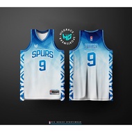 250 HG BASKETBALL CONCEPT SPURS WHITE SKYBLUE FULL SUBLIMATION JERSEY FREE CUSTOMIZE NAME&NUMBER