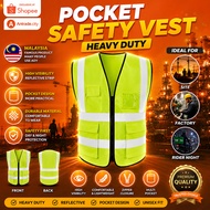 High Quality Green Safety Vest with Pocket Reflective Line Baju Pantul Cahaya Jacket Pantul Cahaya Z