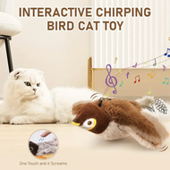 Interactive Flapping Wings Sparrow Cat Toy Chirping Bird Touch Activated Rechargeable USB for Kitten