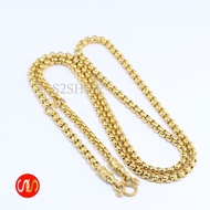 s2shop สร้อยคอสแตนเลสแท้ สร้อยคอพระ ลายผ่าหวายหัวจรวด ห้อยพระได้ 3 องค์ ความกว้าง 4 มม.No.2133-3