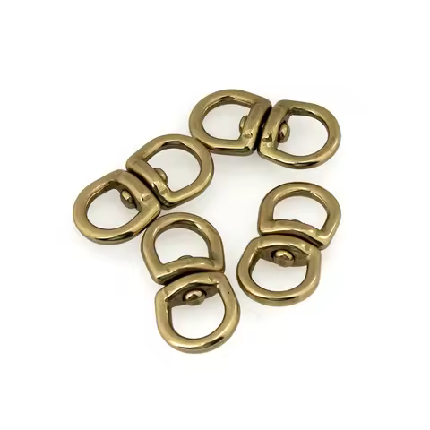 Solid brass swivel eye rotating connector "8"-shape for keychain wallet round circle key ring metal 
