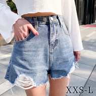 ((Ready Stock+Pre) Ripped Double Button A-Line Denim Shorts (XXS-L) 153life ph2317