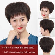 Wig Rambut Manusia100% Tutup Kepala Wanita, Rambut Manusia Asli,