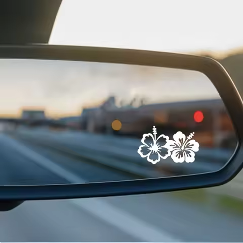 Hibiscus Flower Car Mirror Sticker, Cute Simple Flower Decal Sticker, Car Door Window Sticker, for A