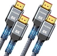 Highwings 8K 2.1 HDMI Cable 3.3FT/1M 2-Pack, 48Gbps High Speed HDMI Braided Nylon Cord-4K120 144Hz 8