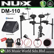 NUX DM-110 5 Piece Digital Electronic Drum Set with DA-30BT Monitor Speaker and Kick Pedal (DM110 DA