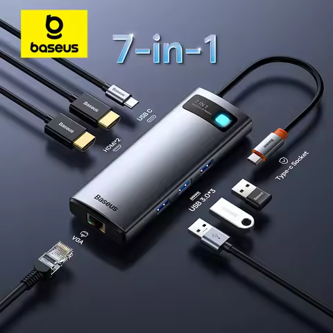 Baseus USB C HUB to HDMI-compatible VGA USB 3.0 Adapter 9/11 in 1 USB Type C HUB Dock for MacBook Pr