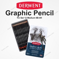 Derwent Graphic Medium 12 (6B - 4H) Pencil Tin Case Set