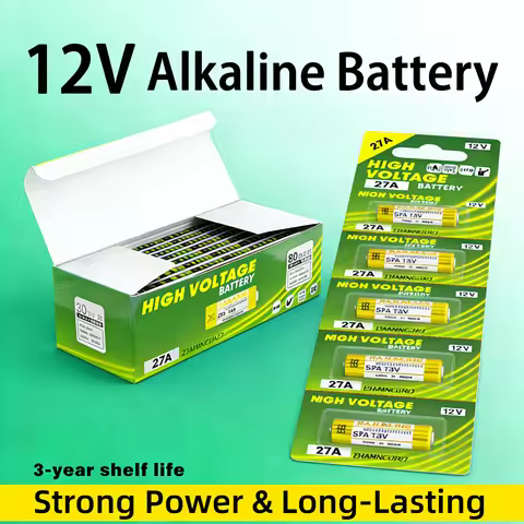 12V A27 27A Alkaline Battery, Long-Lasting & Leak-Resistant for Doorbell, Alarm, Remote Control, Ele