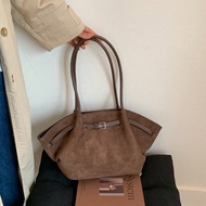 Hixon Autumn/Winter Suede Underarm Tote Bag, Metal Buckle Retro High-End Commuter Large Capacity Sho
