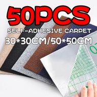 50pcs 30x30/50x50cm Self-Adhesive Carpet Floor Tiles Sticker Anti-noise and Anti-slip for Home