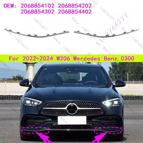 For 2022-2024 Chassis W206 Mercedes Benz C300 C43 AMG Front Bumper Trim Chrome Black 2068854102 2068