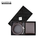 DAPPER กิ๊ฟเซ็ทกระเป๋าสตางค์และเข็มขัด ลาย DP Monogram สีน้ำตาล