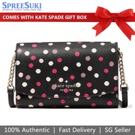 Kate Spade Handbag In Gift Box Crossbody Bag Staci Glimmer Dot Printed Mini Flap Crossbody Black # K9362