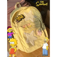 Same Style Backpack Xiaohongshu Campus Sweet Hot Girl yk2 Dopamine Cream Yellow Star School Bag Cute