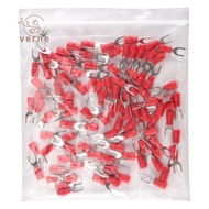 100 Pcs 4mm Fork AWG 22-16 Pre Insulated Terminal Cable Lug