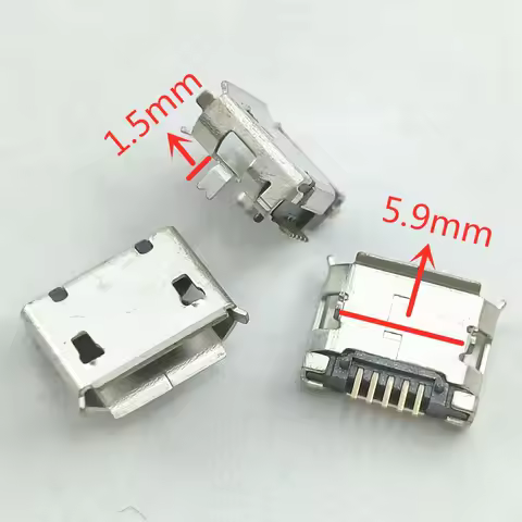 Micro USB Connector 5pin 5.9mm DIP2 Long leg 1.5mm curl port mouth Short needle for Mobile phone Tai