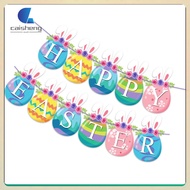 🎉 1Pc Easter Banner Hanging Decor for Parties Multi Color Bunny and Egg Design Cardstock