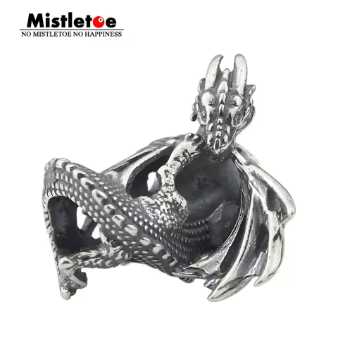 Mistletoe 925 Sterling Silver Ice Fire Dragon Charm Bead Fit European Bracelet Jewelry