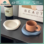 Aesthetic Concrete Coaster - Cloud & Flower Motif Coaster - Minimalist Aesthetic Coaster Photo Props