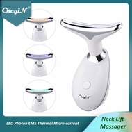 ♘▤CkeyiN Neck Face Lifting Tool Massager LED Photon EMS Thermal Micro-current Massage Wrinkle Remove