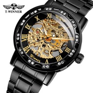 T-WINNER WINNER Watch Round Skeleton Roman Numerals Mechanical Watch Multiple Colors Watch