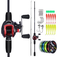 FRRTC Fishing Rod Set Baitcasting Casting Rod Joran Pancing Set Fishing Reels 2 Section Fishing Rod