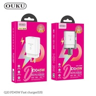 ใหม่ล่าสุด!! OUKU Q20 หัวชาร์จ 1USB-C Adapter ชาร์จเร็วจ่ายไฟแรง Fast Charger PD45W ปลั๊กชาร์จไฟบ้าน ของแท้ 100%