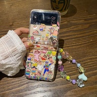 NEW Cute Case Samsung Zflip7 Cartoon Sinchan Characters Japanese Character With chain Cute Samsung Z