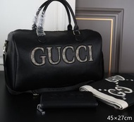 GUCCI 旅行包 大容量 出差 波士頓包 黑色