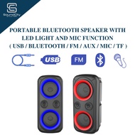 Portable Bluetooth Speaker With LED Light And Mic Function ( USB / BLUETOOTH / FM / AUX / MIC / TF )