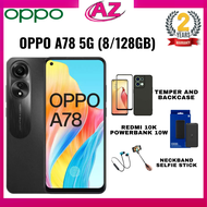 OPPO A78 (8/128GB) 5G NFC | LOCAL SET WITH 2 YEARS OFFICIAL WARRANTY | FREE GIFTS (TEMPER GLASS + BACK COVER +  10K POWERBANK + BLUETOOTH NECKBAND + SELFIE STICK ) !!!**