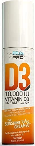 BIOLABS PRO All Natural Vitamin D3 10000IU Vitamin D Cream - Maximum Strength - Fight Vitamin D Defi