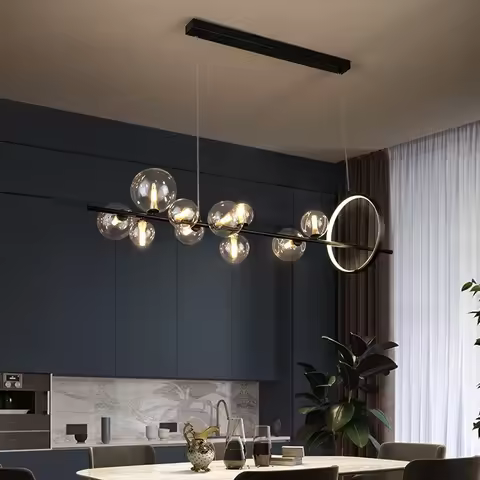 Modern Led Chandelier Long G9 for Table Dining Room Kitchen Bar Pendant Lamp Home Decor Lusters Susp