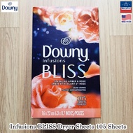 Downy® Infusions Bliss Dryer Sheets 90 105 200 Sheets แผ่นหอมอบผ้า ดาวน์นี่ อินฟิวชั่น บลิส แผ่นปรับ