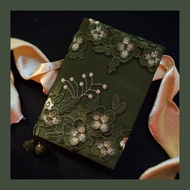 Green Forest Handmade Embroidery Notebook Cover A5A6 Size Journal Bookbinding Cultural Supplies Arti