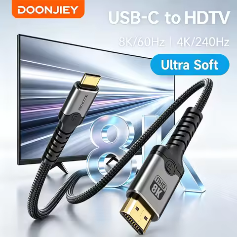 DOONJIEY USB C to HDMI Cable 8K@60Hz 4K@120Hz Type C to HDMI-Compatible HDTV Cable for TV Converter 